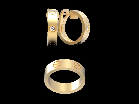 Earrings ring screw 3D Print Model