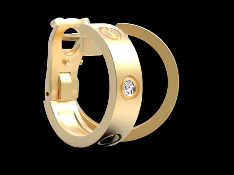 Earrings ring screw 3D Print Model