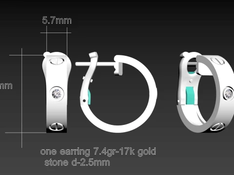 Earrings ring screw 3D Print Model