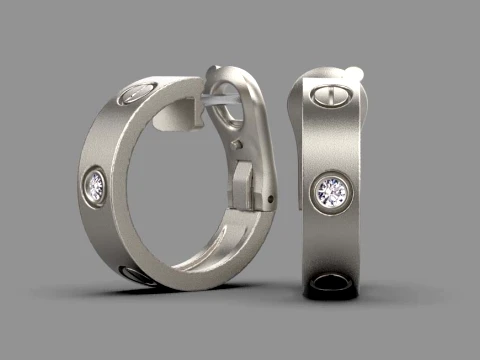 Earrings ring screw 3D Print Model