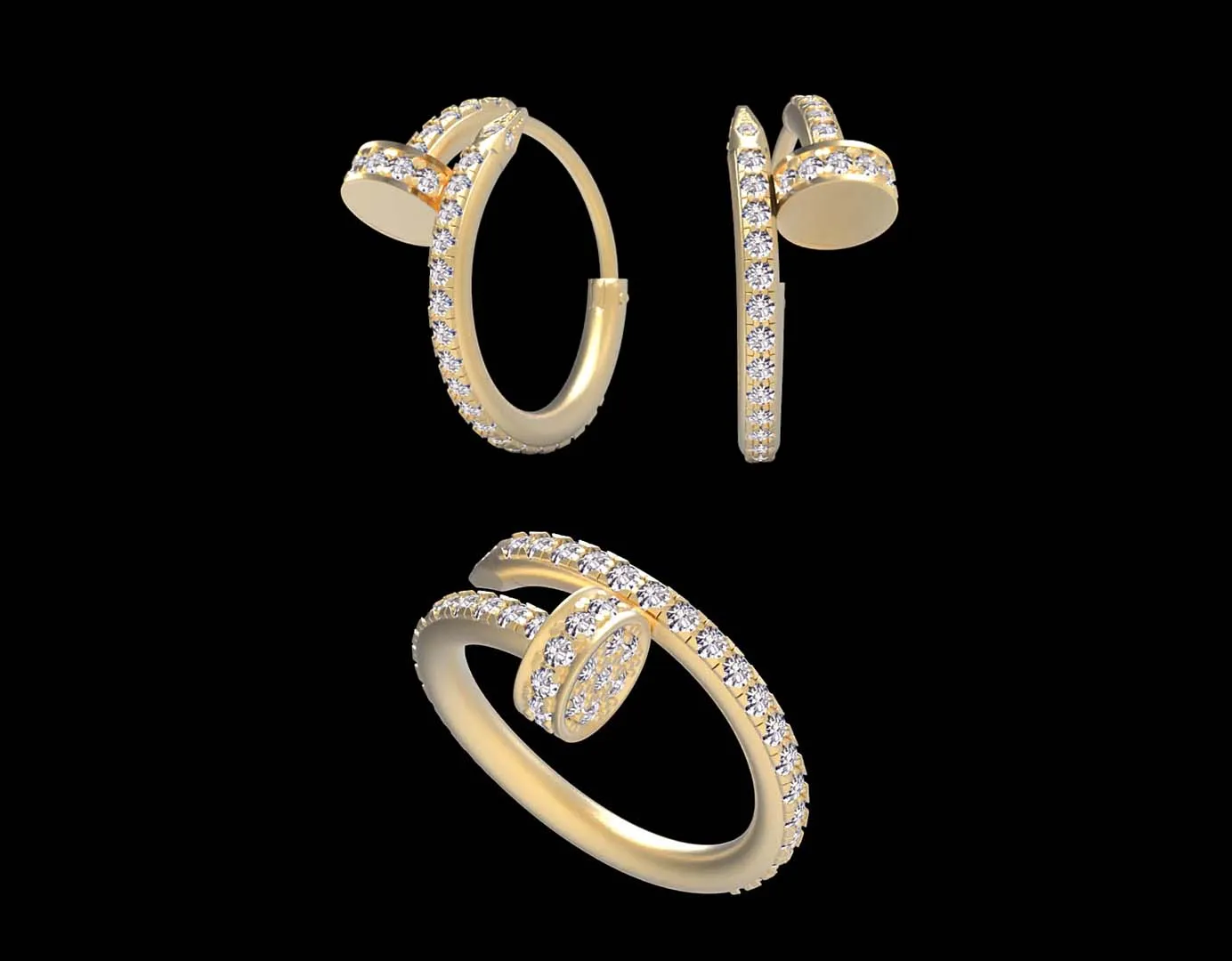 Earrings ring nail 3D Print Model .c4d .max .obj .3ds .fbx .stl .blend 