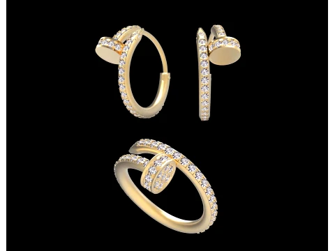 Earrings ring nail 3D Print Model