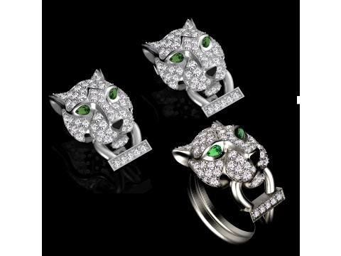 Earrings rings panther 3D Print Model