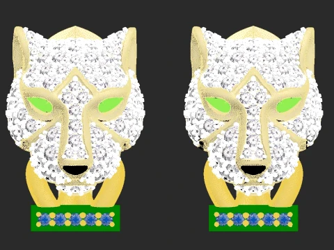 Earrings rings panther 3D Print Model