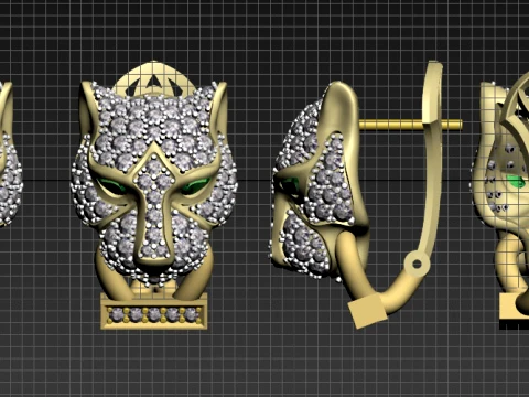 Earrings rings panther 3D Print Model