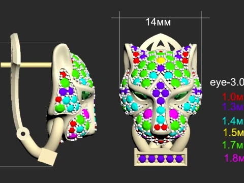 Earrings rings panther 3D Print Model
