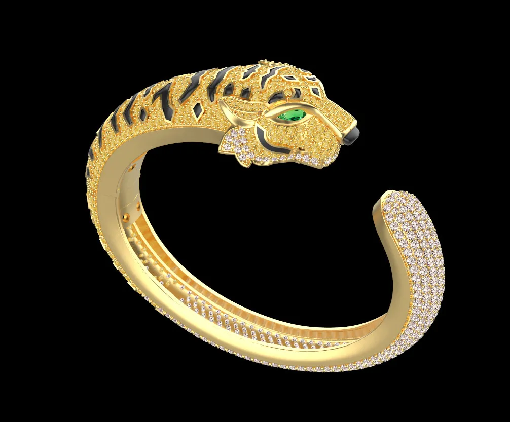 Bracelet panther 3D Print Model .c4d .max .obj .3ds .fbx .stl .blend 