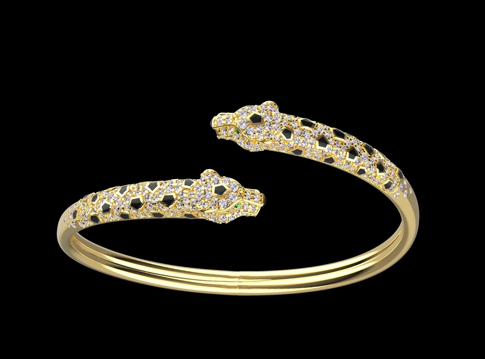 Bracelet panther 3D Print Model .c4d .max .obj .3ds .fbx .stl .blend 