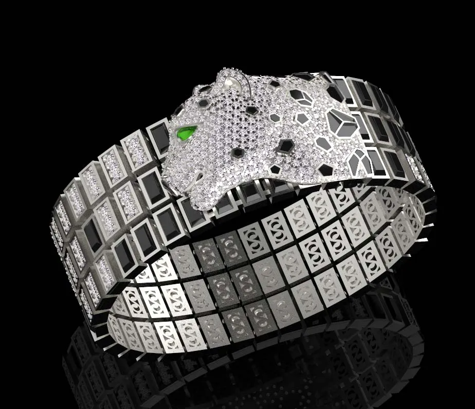 Bracelet panther 3D Print Model .c4d .max .obj .3ds .fbx .stl .blend 