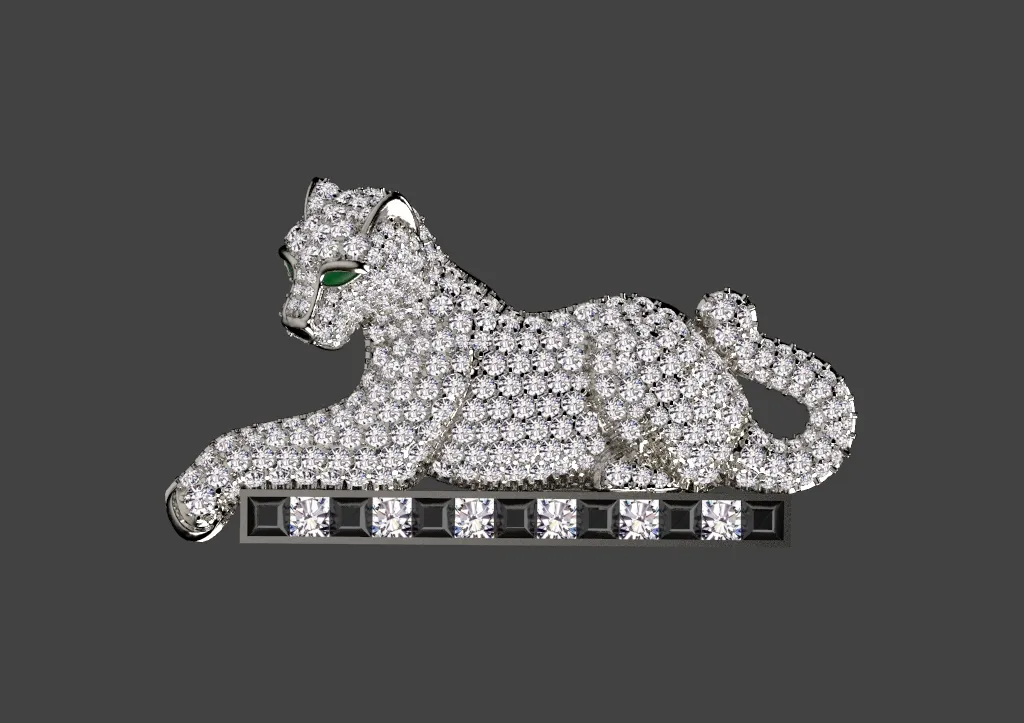 Brooch panther 3D Print Model .c4d .max .obj .3ds .fbx .stl .blend 