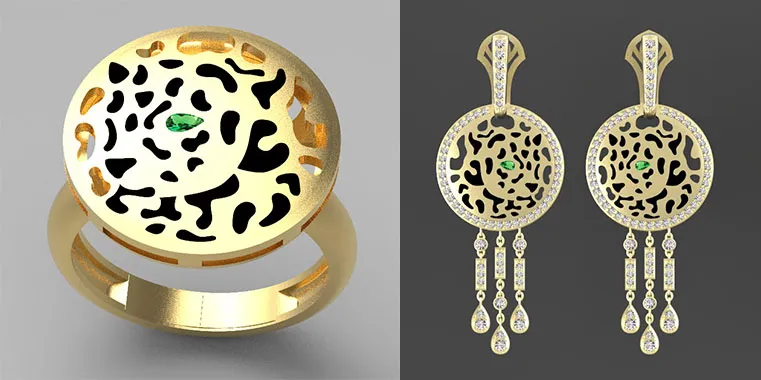 Earrings ring panther 3D Print Model .c4d .max .obj .3ds .fbx .stl .blend 
