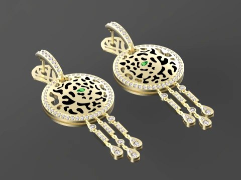 Earrings ring panther 3D Print Model