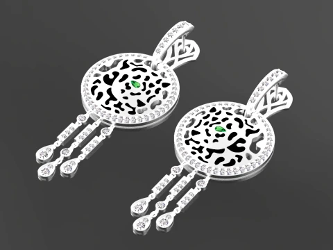 Earrings ring panther 3D Print Model