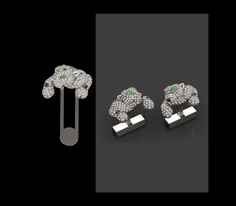 Brooch and cufflinks panther 3D Print Model .c4d .max .obj .3ds .fbx .stl .blend 