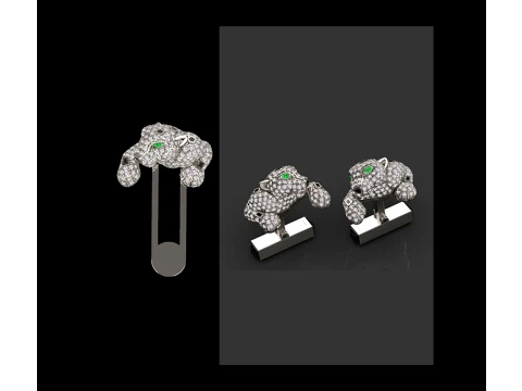Brooch and cufflinks panther 3D Print Model