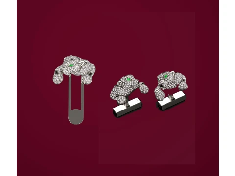 Brooch and cufflinks panther 3D Print Model