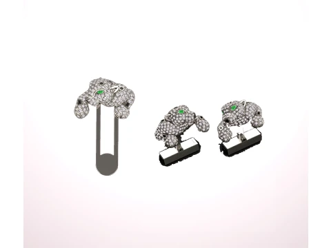 Brooch and cufflinks panther 3D Print Model