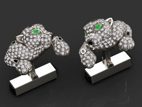 Brooch and cufflinks panther 3D Print Model