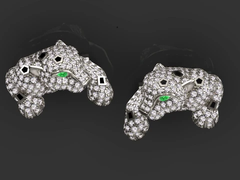 Brooch and cufflinks panther 3D Print Model