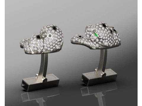 Brooch and cufflinks panther 3D Print Model