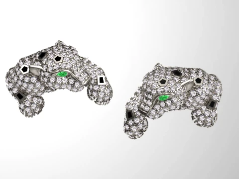 Brooch and cufflinks panther 3D Print Model