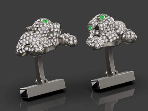 Brooch and cufflinks panther 3D Print Model