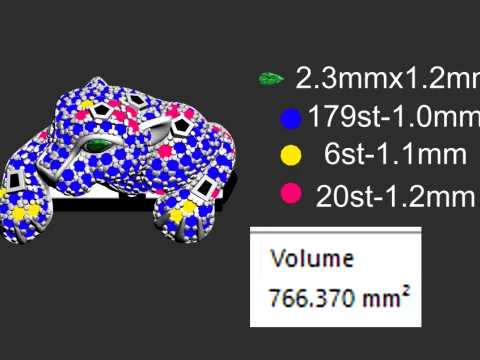 Brooch and cufflinks panther 3D Print Model