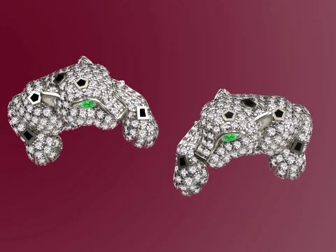 Brooch and cufflinks panther 3D Print Model