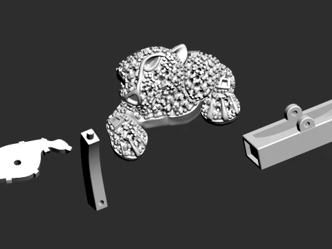 Brooch and cufflinks panther 3D Print Model