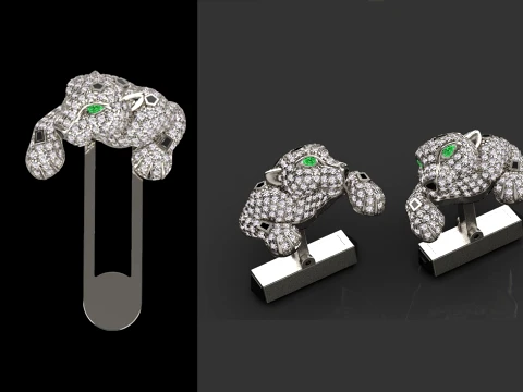Brooch and cufflinks panther 3D Print Model