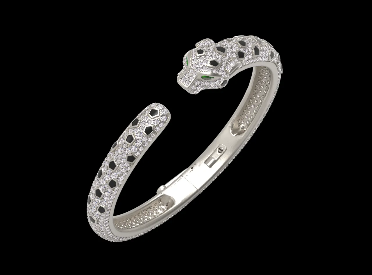 Bracelet panther 3D Print Model .c4d .max .obj .3ds .fbx .stl .blend 