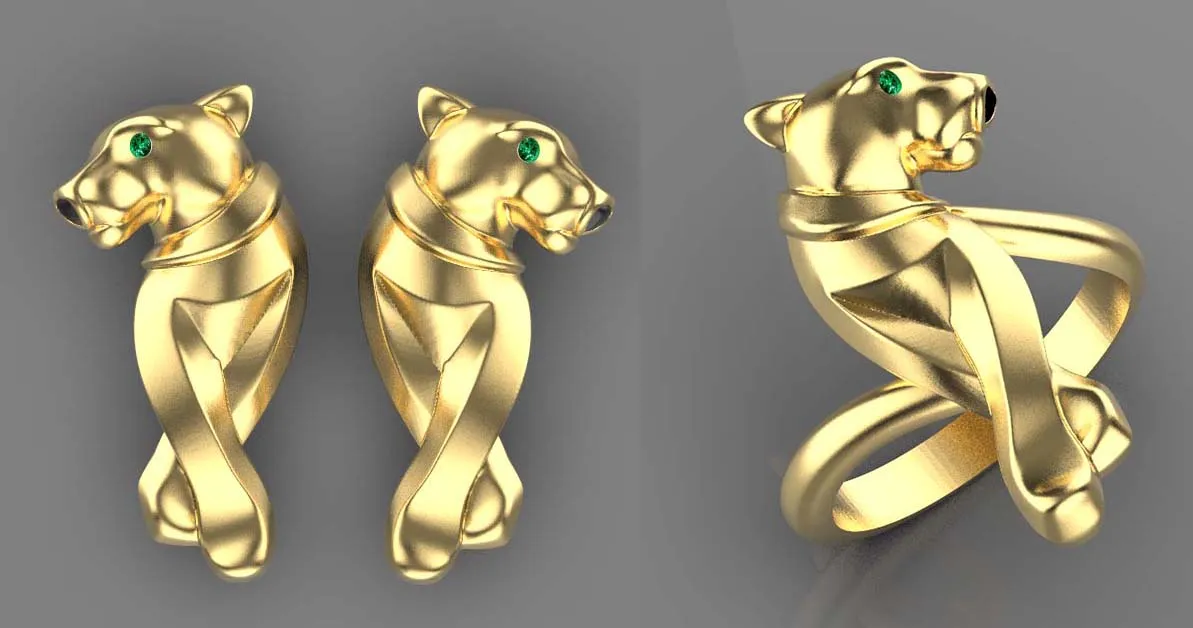 Earrings ring panther 3D Print Model .c4d .max .obj .3ds .fbx .stl .blend 
