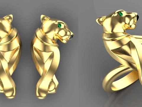 Earrings ring panther 3D Print Model