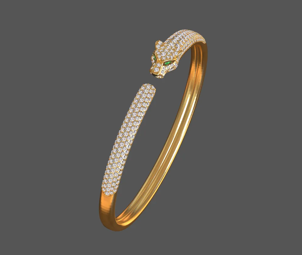 Bracelet panther 3D Print Model .c4d .max .obj .3ds .fbx .stl .blend 