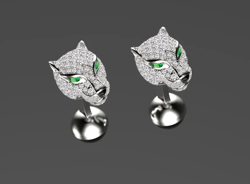Cufflinks panther 3D Print Model .c4d .max .obj .3ds .fbx .stl .blend 