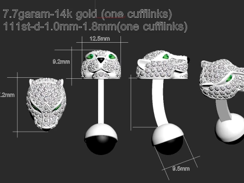 Cufflinks panther 3D Print Model