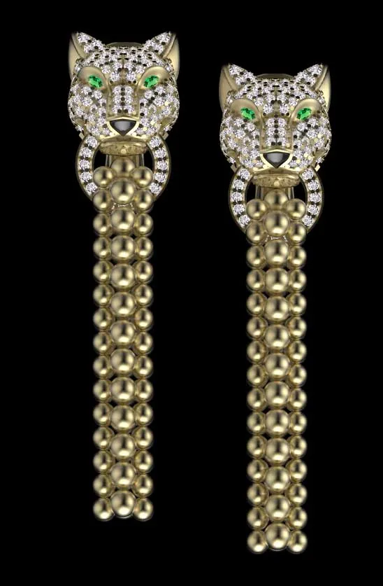 Earrings panther 3D Print Model .c4d .max .obj .3ds .fbx .stl .blend 