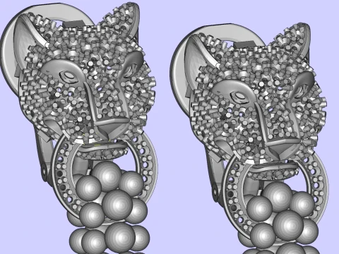 Earrings panther 3D Print Model