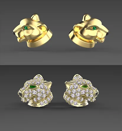 Earrings panther 3D Print Model .c4d .max .obj .3ds .fbx .stl .blend 