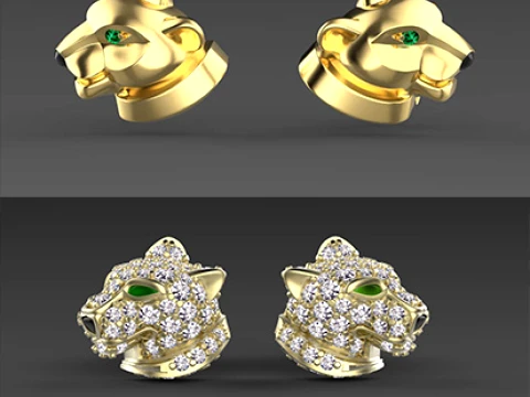 Pendientes pantera Modelo de impresión 3D