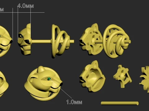 Earrings panther 3D Print Model