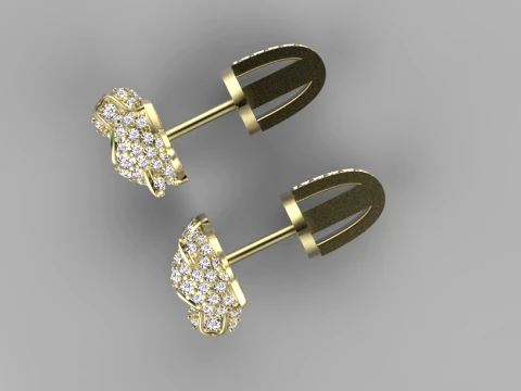 Earrings panther 3D Print Model