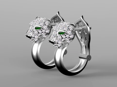 Earrings panther 3D Print Model