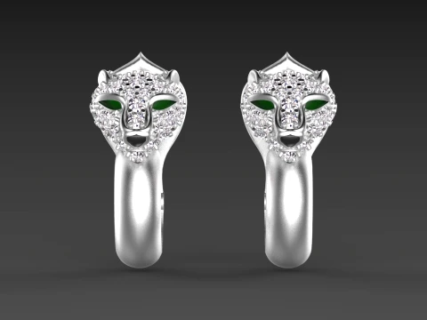 Earrings panther 3D Print Model