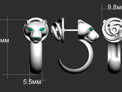 Earrings panther 3D Print Model