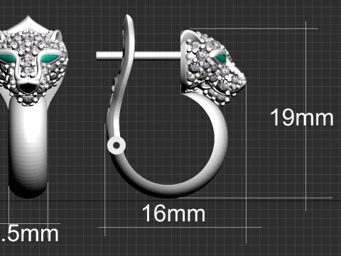 Earrings panther 3D Print Model