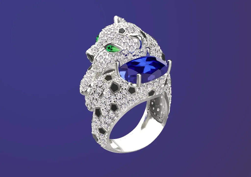 Ring Panther 3D Print Model .c4d .max .obj .3ds .fbx .stl .blend 