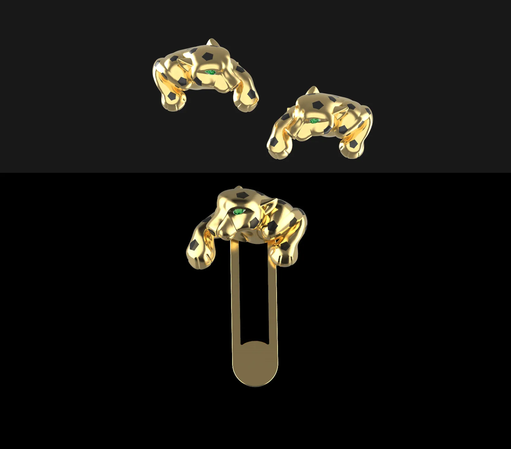 Cufflinks panther 3D Print Model .c4d .max .obj .3ds .fbx .stl .blend 