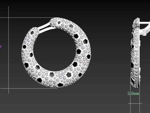 Earrings panther 3D Print Model