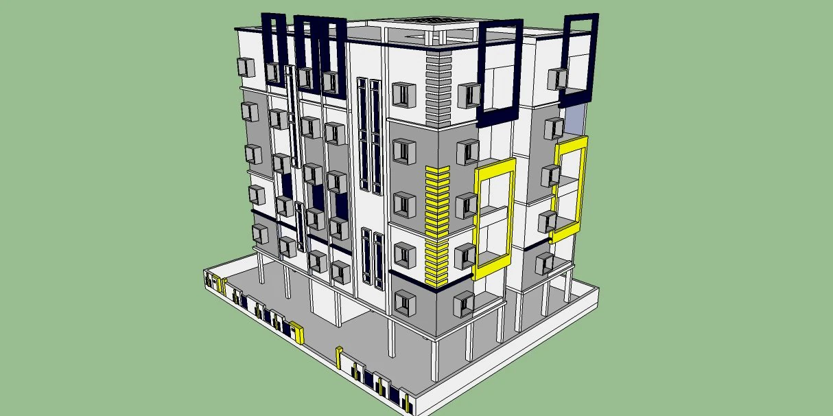 apartment elevation 3D Model .c4d .max .obj .3ds .fbx .stl .blend